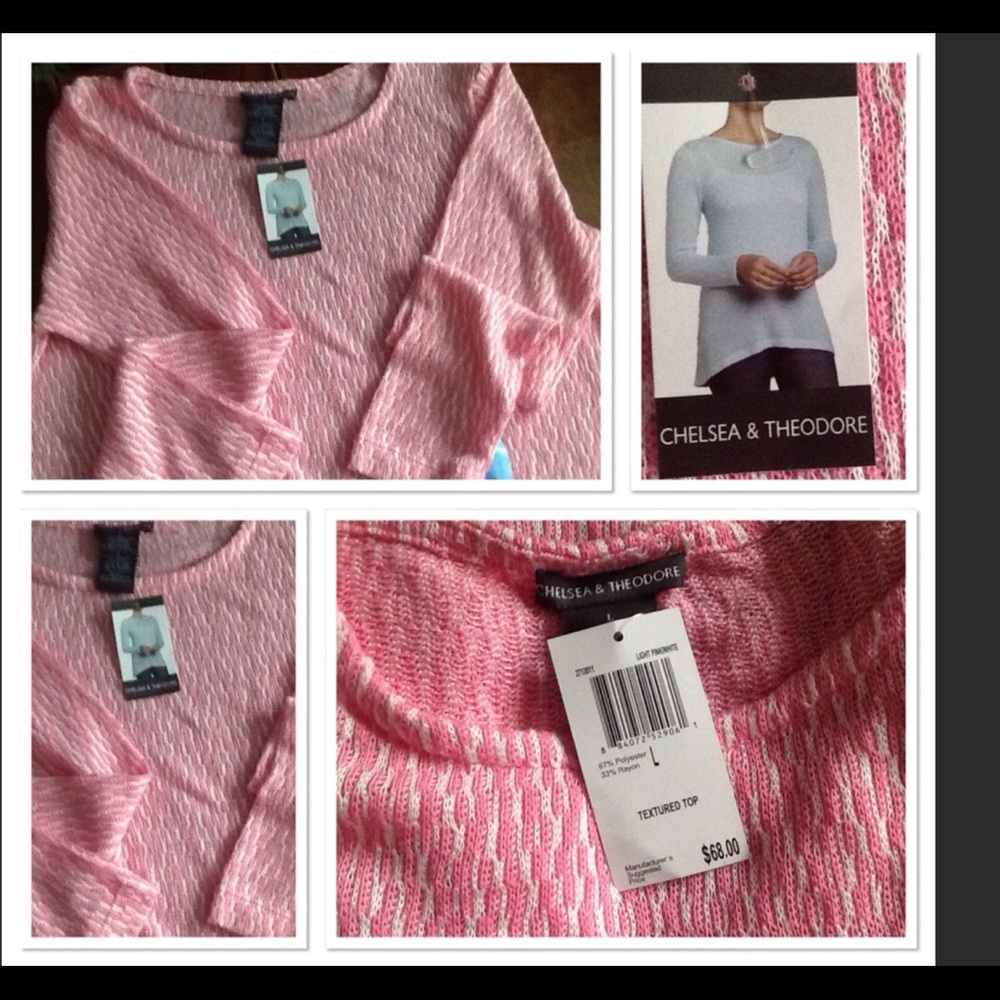 Light pink/white Chelsea & Theodore knitted top.